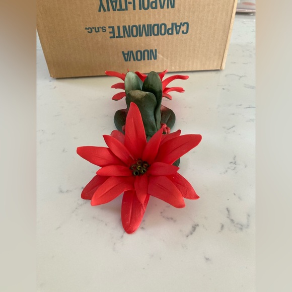 Capodimonte Christmas Double Poinsettia Candle Holder, vintage 🎄 - Picture 8 of 13